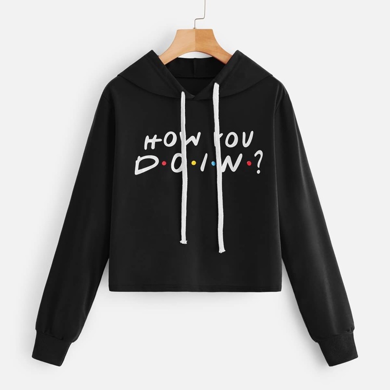 

Slogan Graphic Hoodie, Black