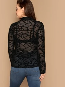 SHEIN Áo sơ mi Plus Size cắt màu trơn màu đen Party - màu đen - Xem 2