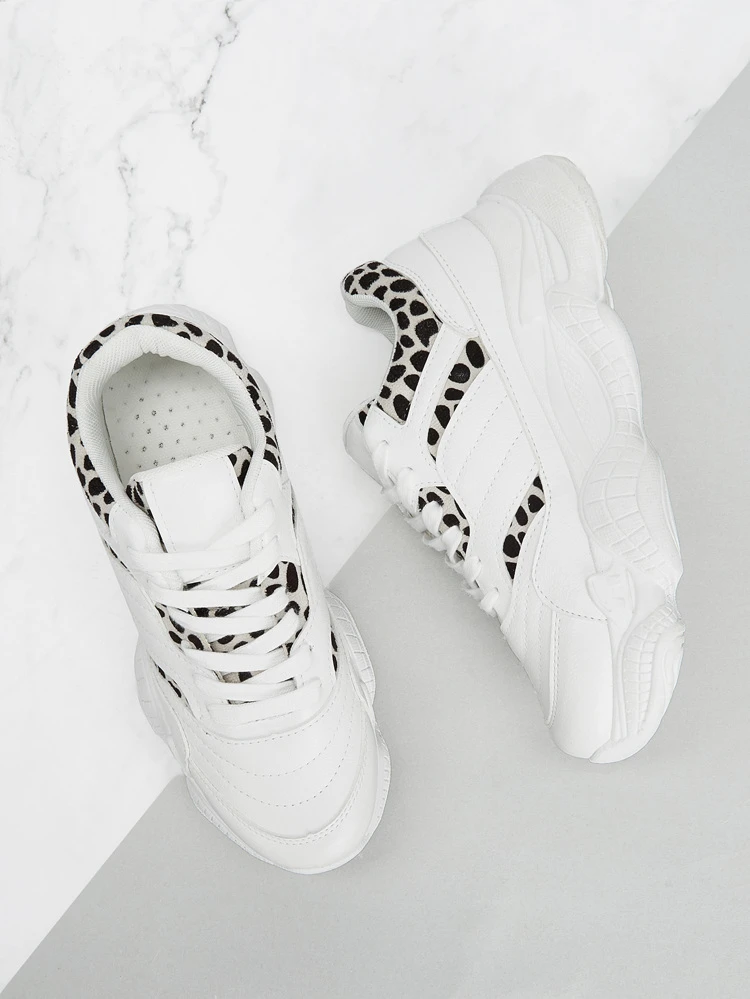 leopard chunky sole trainers