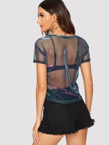 SHEIN Top de color metálico fino sin sujetador - Multicolor - Ver 2