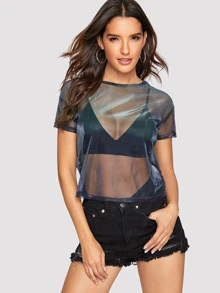 SHEIN Top de color metálico fino sin sujetador - Multicolor - Ver 1