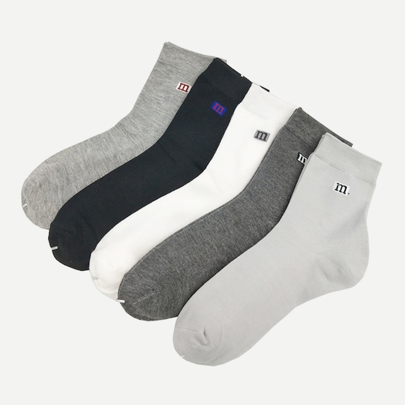 

Guys Letter Detail Socks 5pairs, Multicolor
