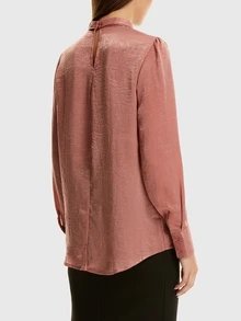 Satin Pussy Bow Blouse - Pink - View 2
