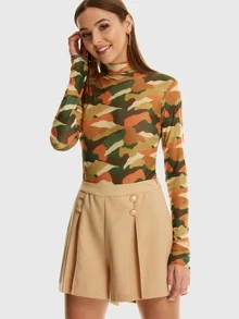 Camo Sheer Mesh Bodysuit - Multicolor - View 1