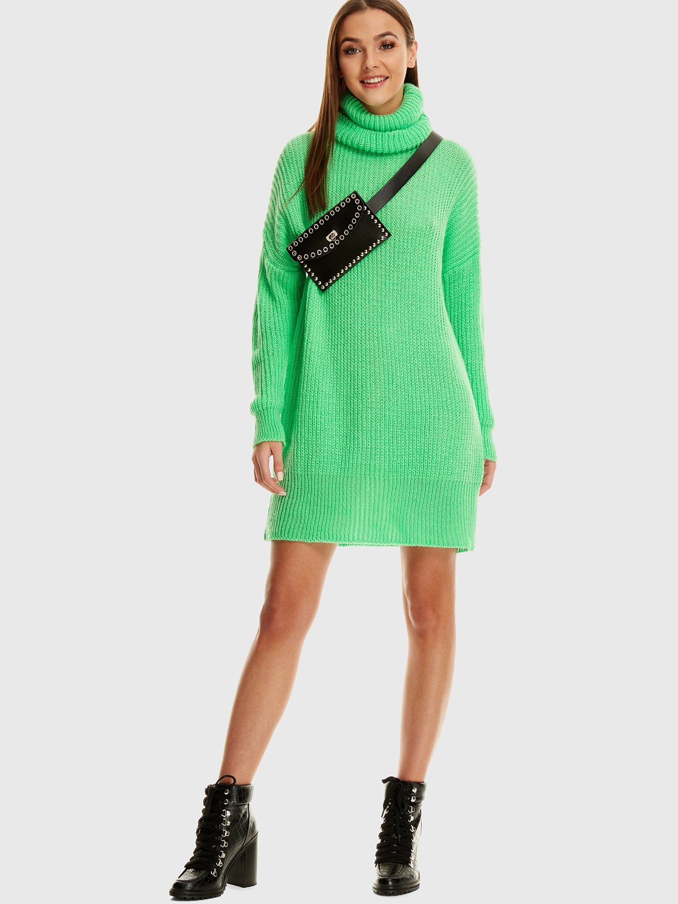 neon cowl neck dress