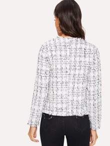 SHEIN Abrigo tweed abierta - Blanco - Ver 2