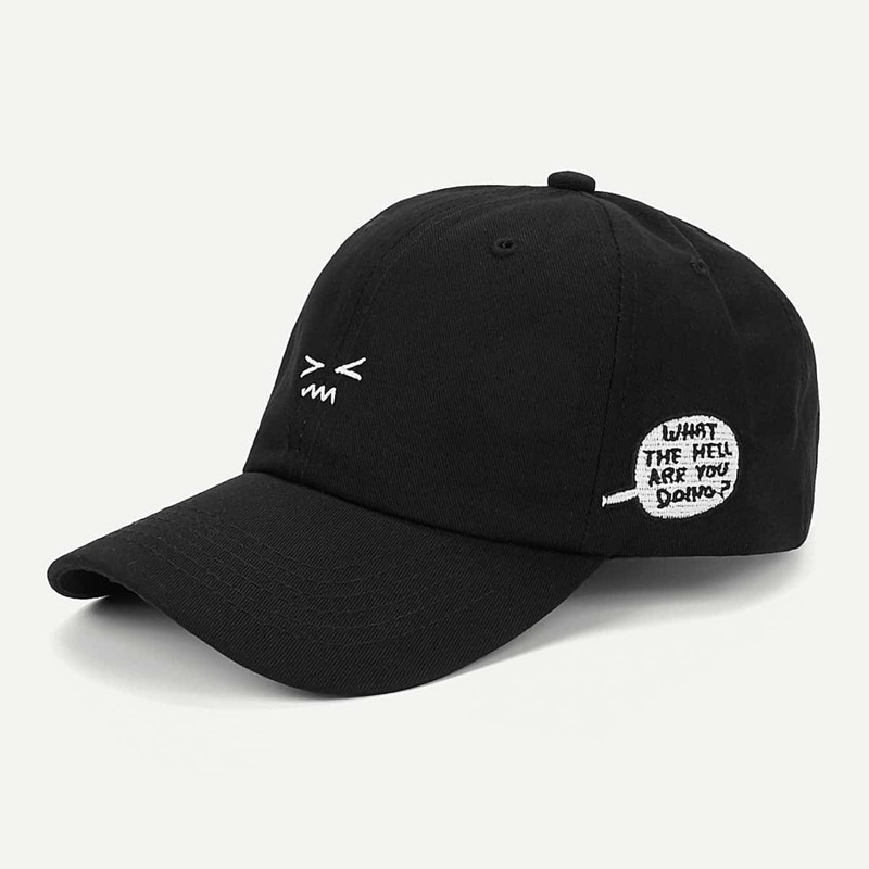 

Letter Embroidery Baseball Cap, Black
