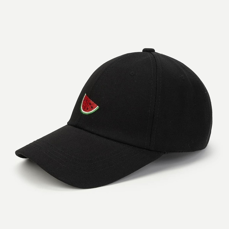 

Watermelon Embroidery Baseball Cap, Black