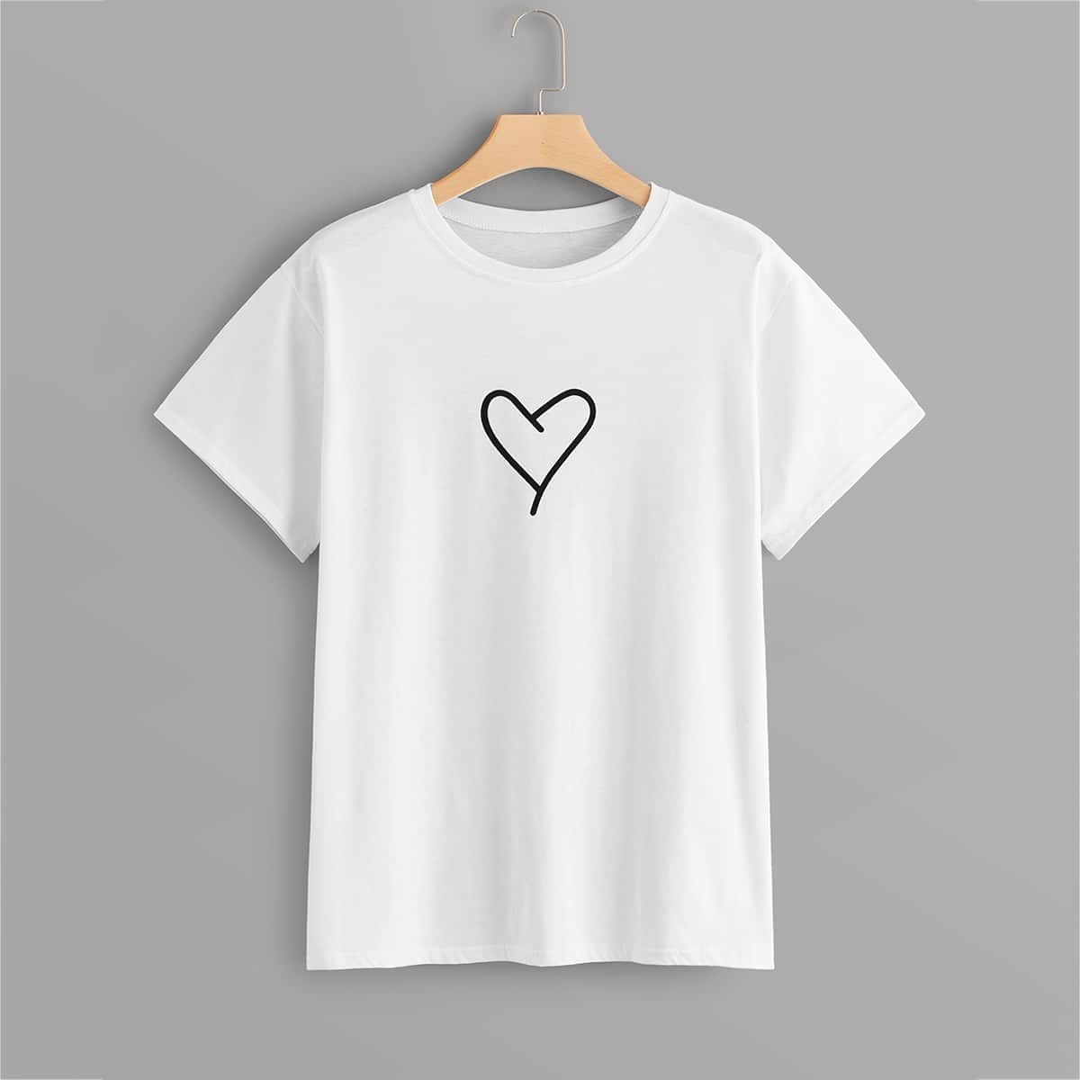 

Plus Heart Print Tee, White