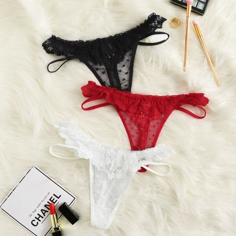 

Floral Lace Heart Embroidered Panty Set 3pack, Multicolor