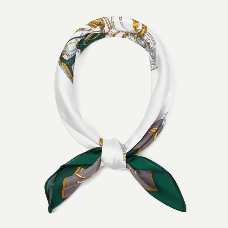 

Contrast Trim Carriage Pattern Bandana, Multicolor