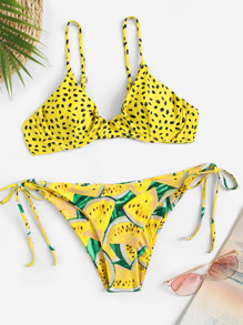 Random Watermelon Underwire Top With Tie Side Bikini