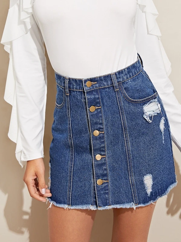 shein jean skirts
