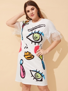 Plus Cartoon Print Dress