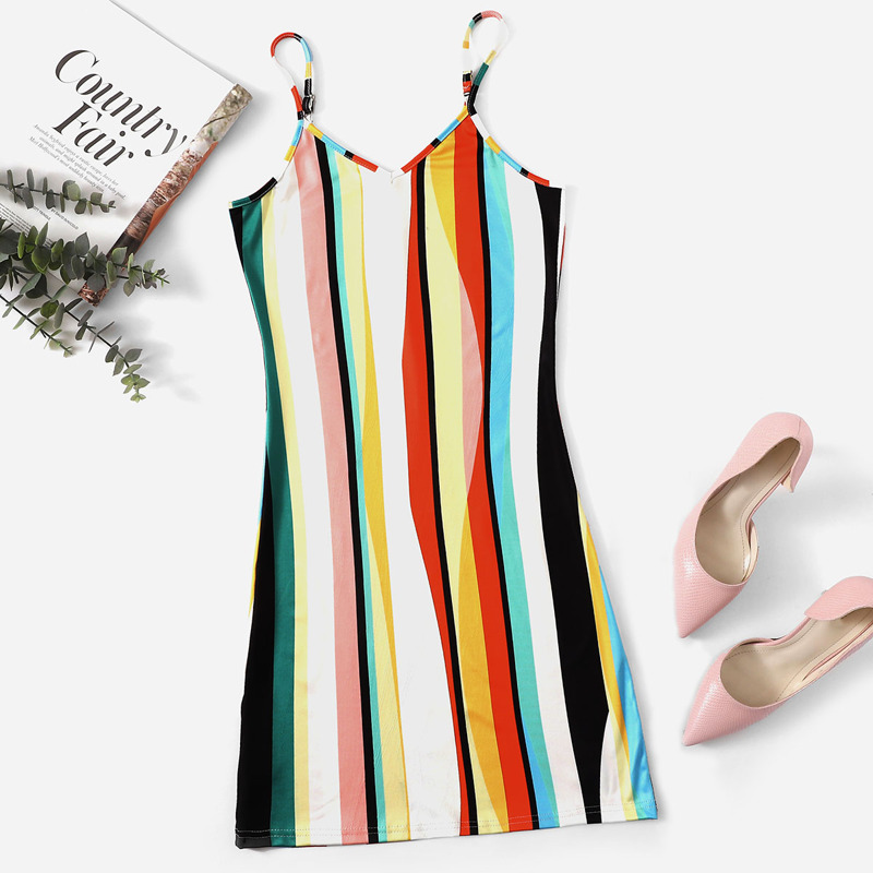 

Colorful Stripe Cami Dress, Multicolor