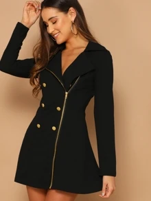 Firerie Double Breasted Asymmetrical Zip Up Dress In Fall/Winter