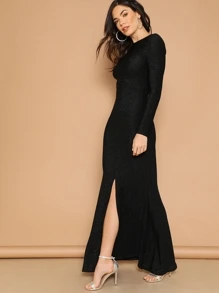Open Back Slit Glitter Mermaid Prom Dress Shein Usa