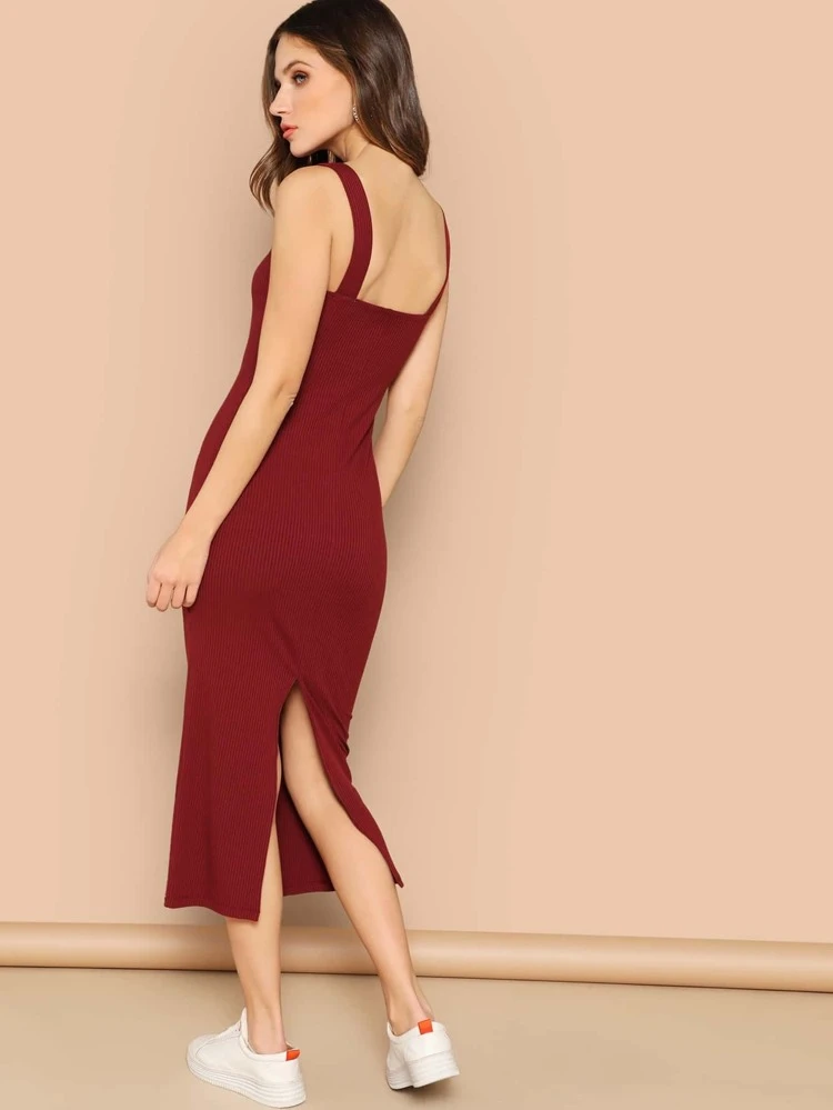 thick strap midi dress