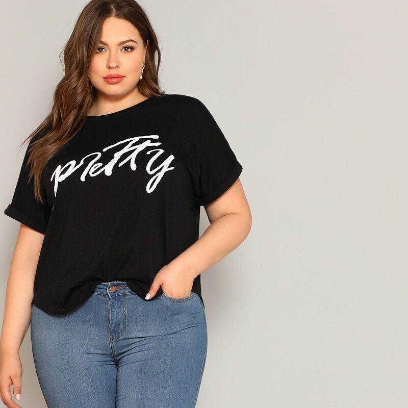 

Plus Letter Print Tee, Black