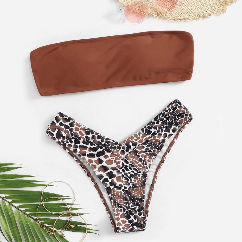 

Bandeau With High Cut Bikini Set, Multicolor