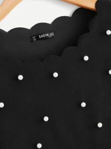 SHEIN Clasi Top con perlas en abanico