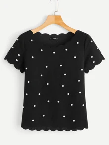 SHEIN Clasi Top con perlas en abanico