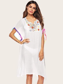 Contrast Crochet Split Side Cover Up Dress