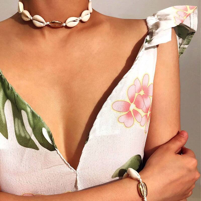 

Shell Design Necklace & Bracelet Set