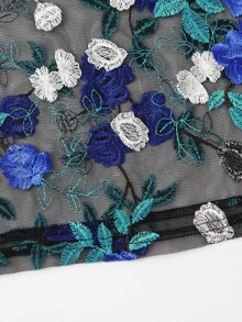 SHEIN Clasi 花卉刺繡透明網紗女士襯衫 - 彩色 - 查看 4