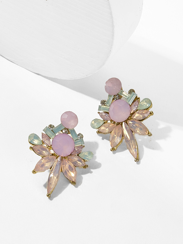 Flower Shaped Rhinestone Stud Earrings 1pair Flower Shaped Rhinestone Stud Earrings 1pair