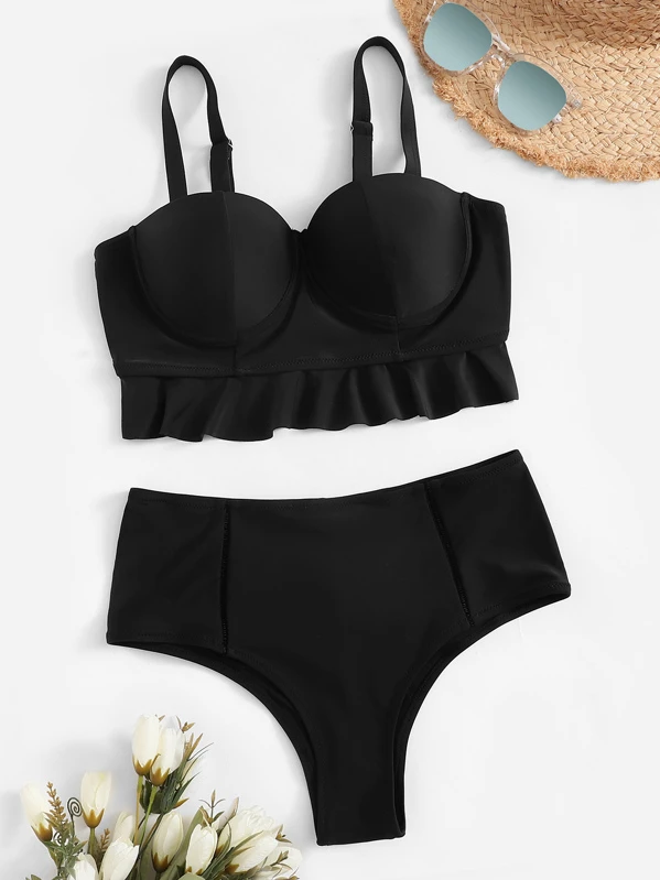 high waisted bikini with underwire top