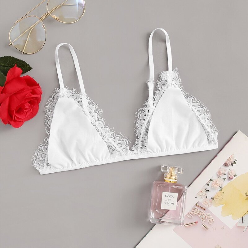 

Floral Lace Bra, White
