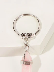 Crystalline Pendant Keychain - Pink - View 3