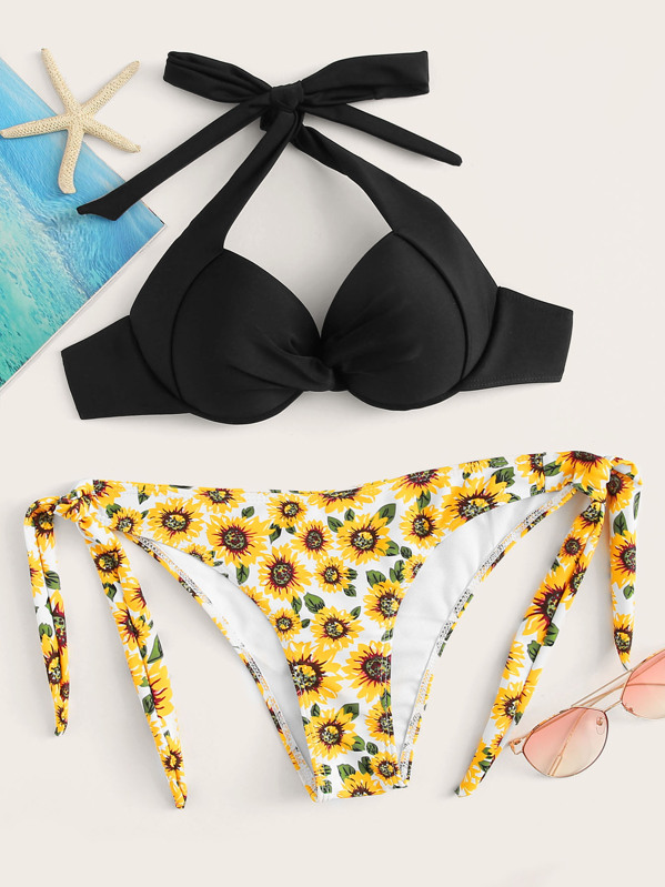 Topamp; Random Bikini Panty Twist Sunflower Halterneck b7f6Yyvg