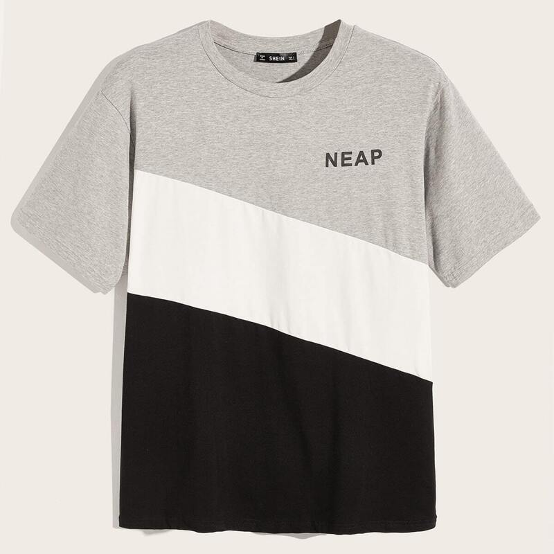 

Guys Colorblock Letter Print Top, Multicolor