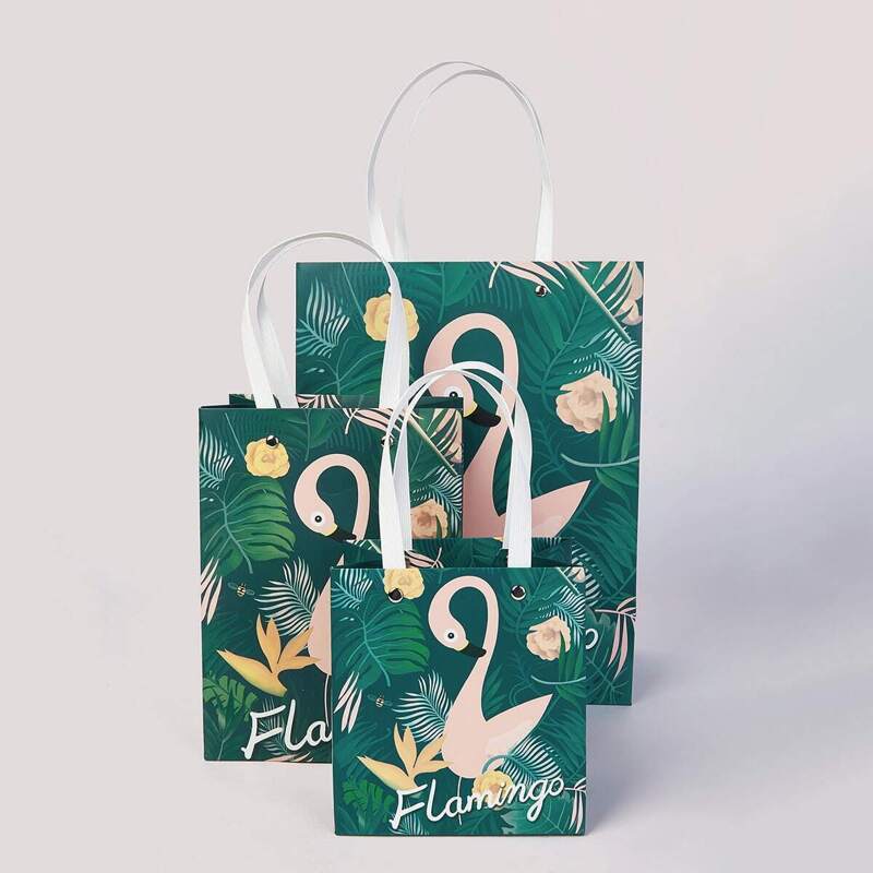 

Flamingo Print Gift Storage Bag Set 3pcs, Multicolor