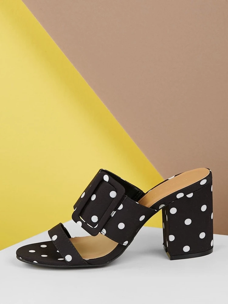 polka dot chunky heels