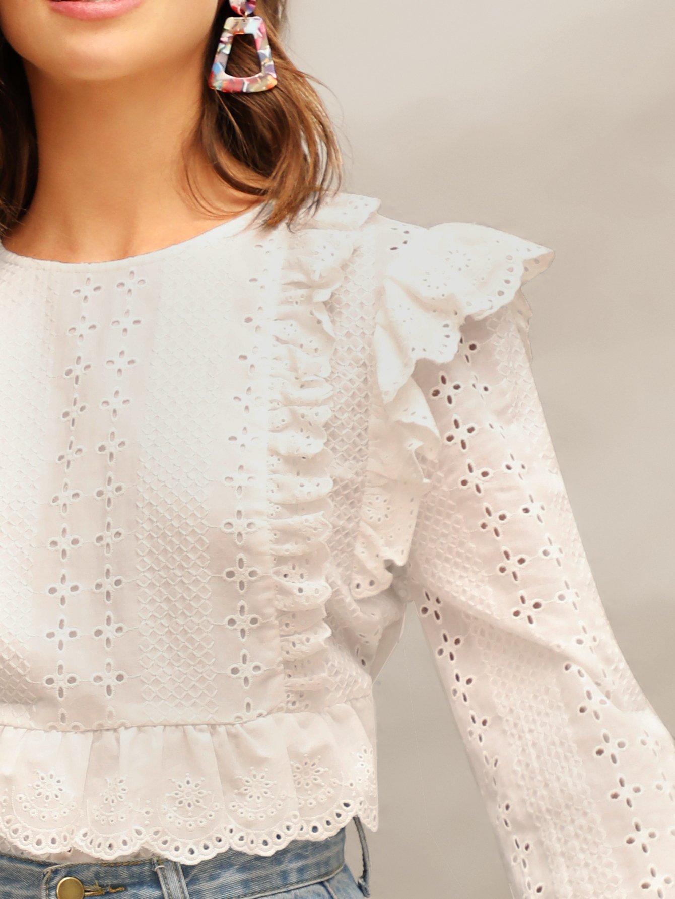 Top avec broderie anglaise Clearance