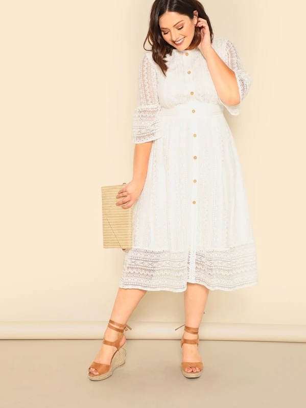 shein button front dress