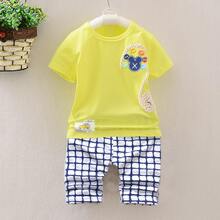 Toddler Boys Cartoon Print Tee With Plaid Shorts