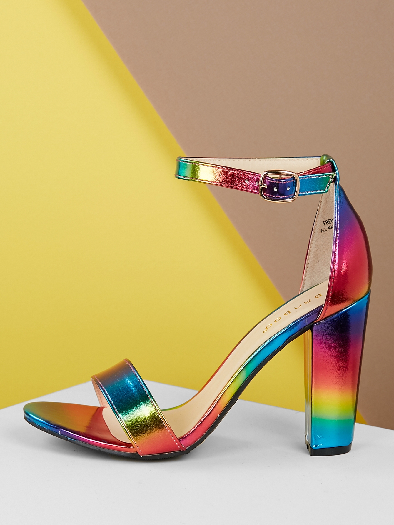 multicolor heels sandals