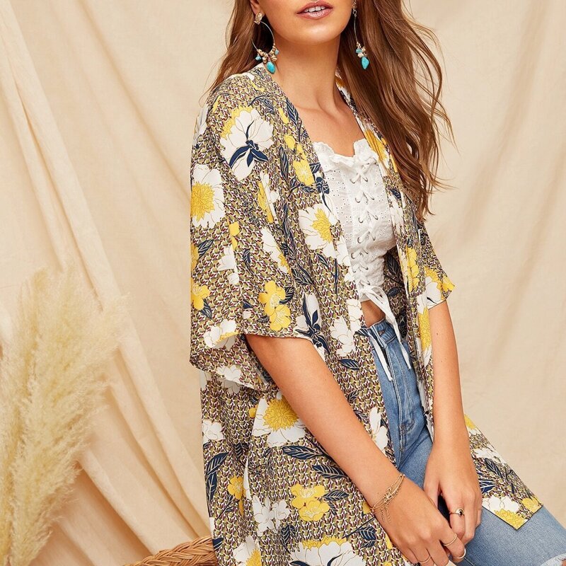 

Ditsy Floral Print Kimono, Multicolor