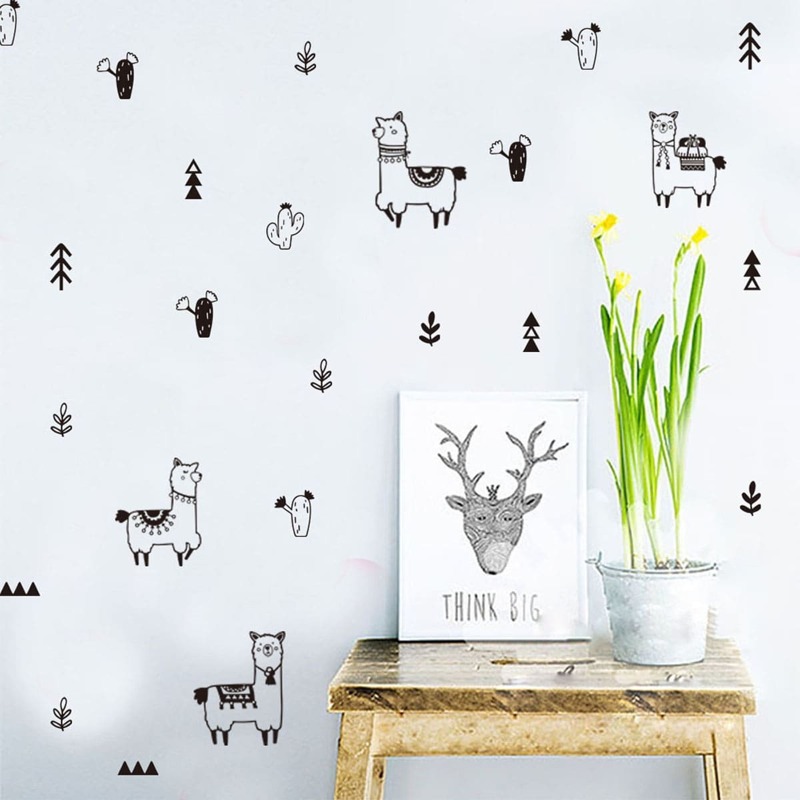 

Cartoon Alpaca Print Wall Sticker