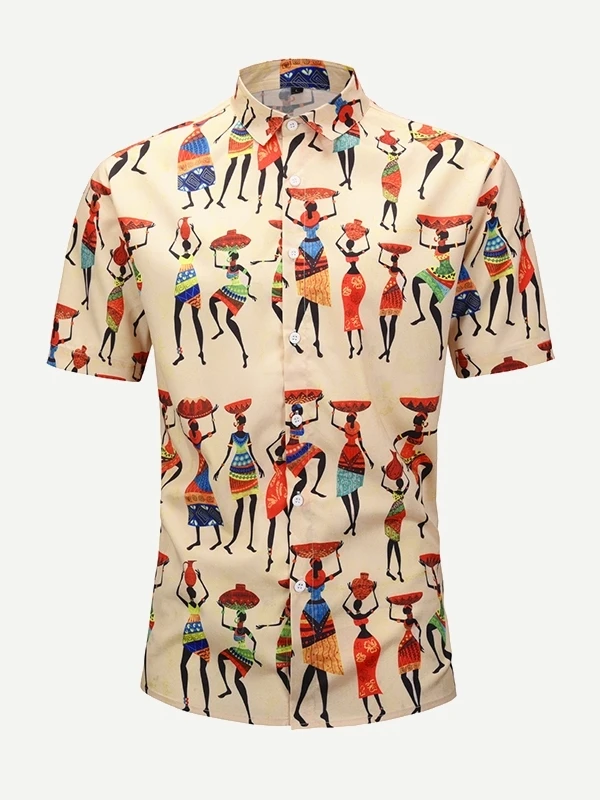 Blusa de hombres con estampado de figura | ROMWE Camisa para hombres con estampado de figura y animal | ROMWE