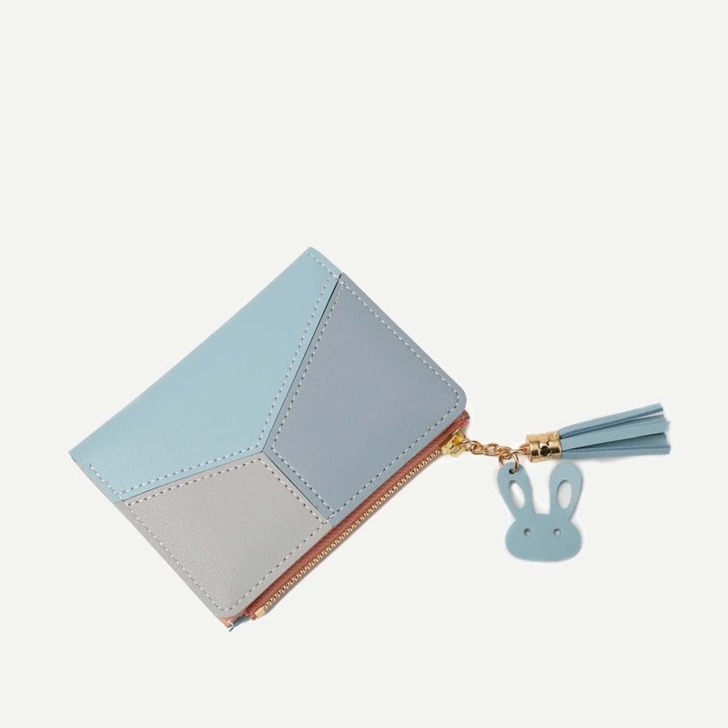 

Tassel Decor Color Block Wallet, Blue