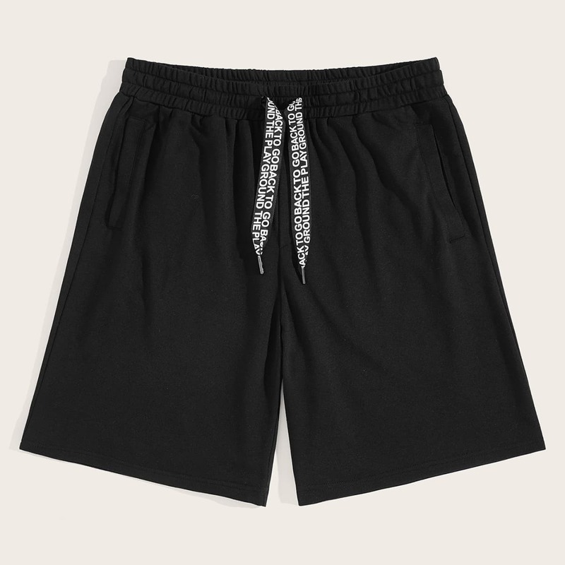 

Guys Pocket Side Letter Drawstring Sweat Shorts, Black