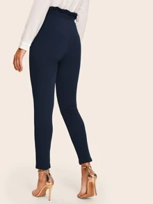 SHEIN Clasi Belted Paperbag Waist Skinny Pants