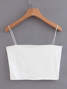 Solid Cami Crop Top - White - View 2