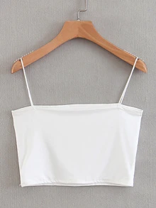 Solid Cami Crop Top - White - View 1
