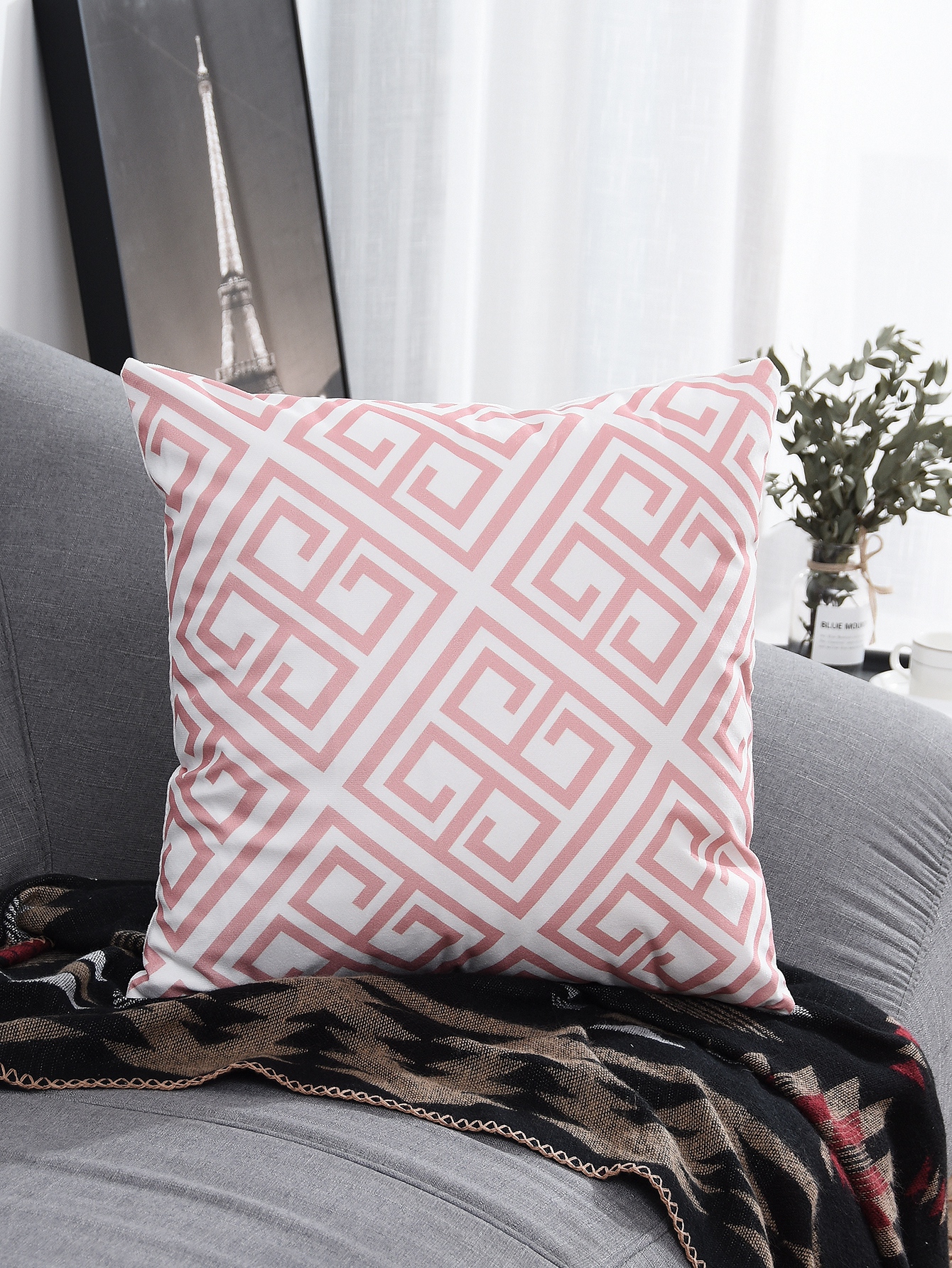 Funda de cojín con estampado de patrón geométrico SHEIN España